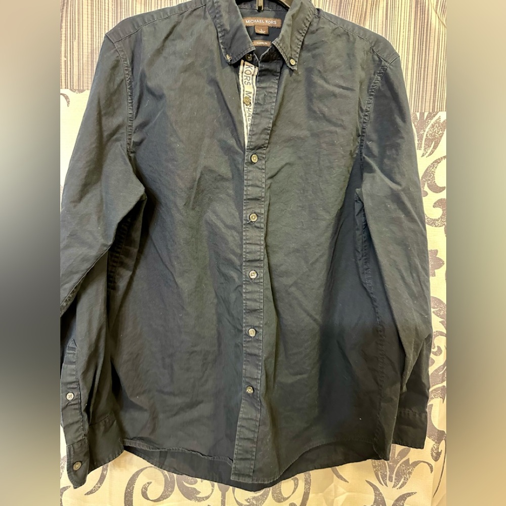 GUC Michael Kors Black Casual Button Down Long Sleeves‎ Size Large